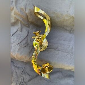 Mid Century Metal Wall Sconce Candle Holder Brass Gold Retro Decor MASCOT Atomic